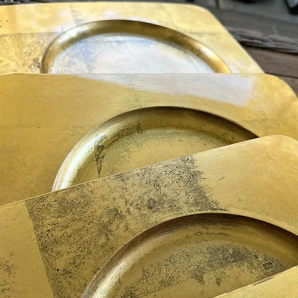 Pier 1 Gold Square Plastic Chargers (5)
